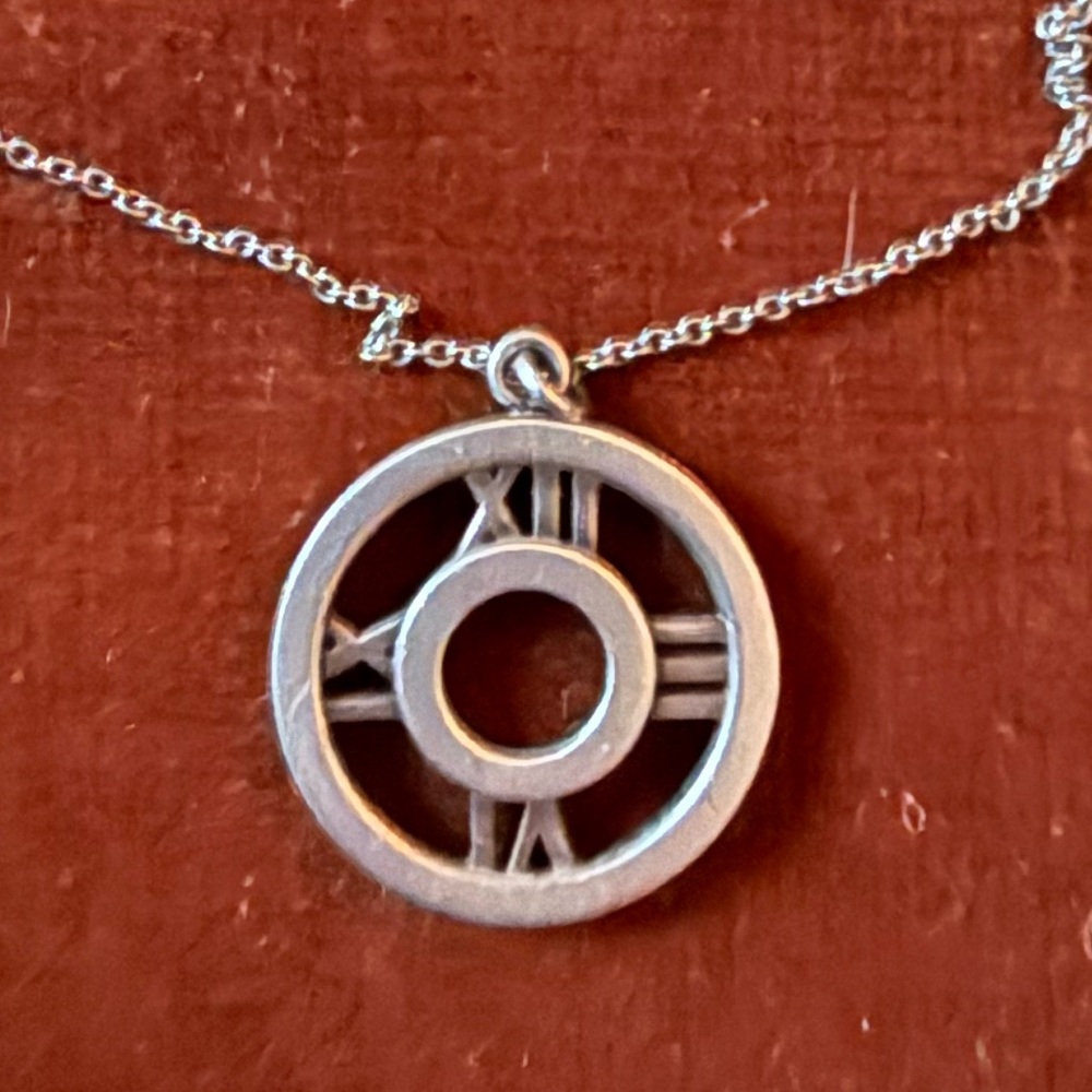AUTHENTIC Tiffany Silver Roman Numeral Pendant Necklace (purchased in 2008)